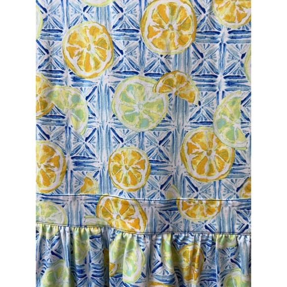 Lands End Fit & Flare Dress Lemon Lime Print Pockets Pullover M (10-12) EUC - Picture 2 of 11